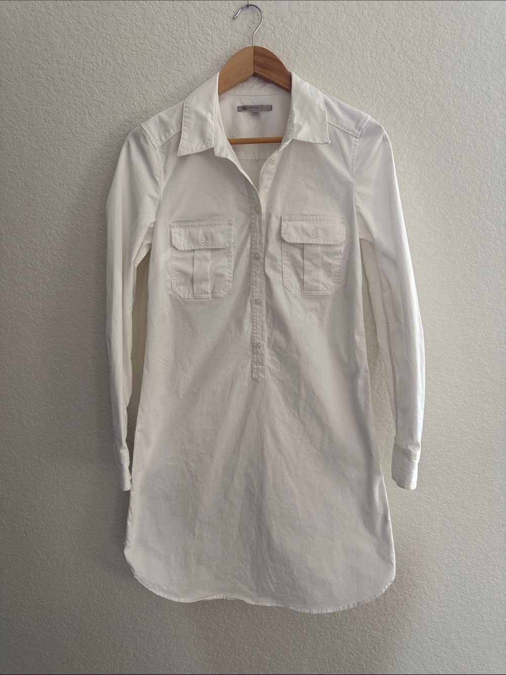 Gap White Denim Long Sleeve Shirt Dress Size XS
